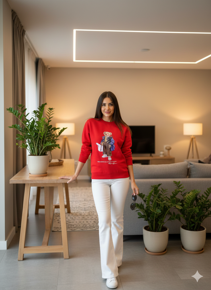 Ralph Lauren Polo Red Bear Fleece Crewneck Sweatshirt for Women – Classic Luxury Casual Wear