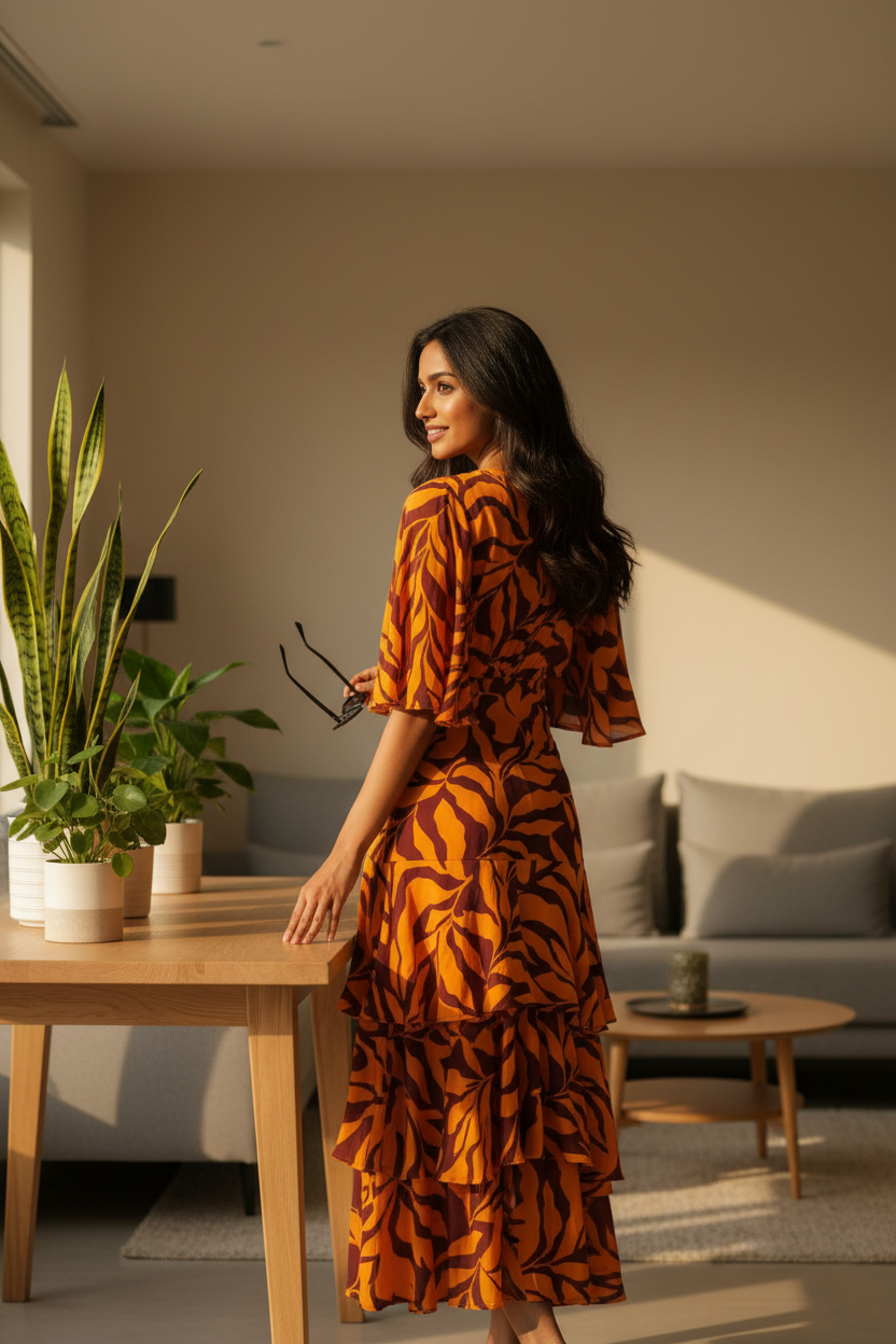 Sfera Printed layered dress