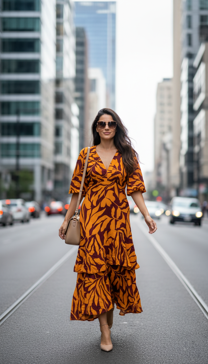 Sfera Printed layered dress