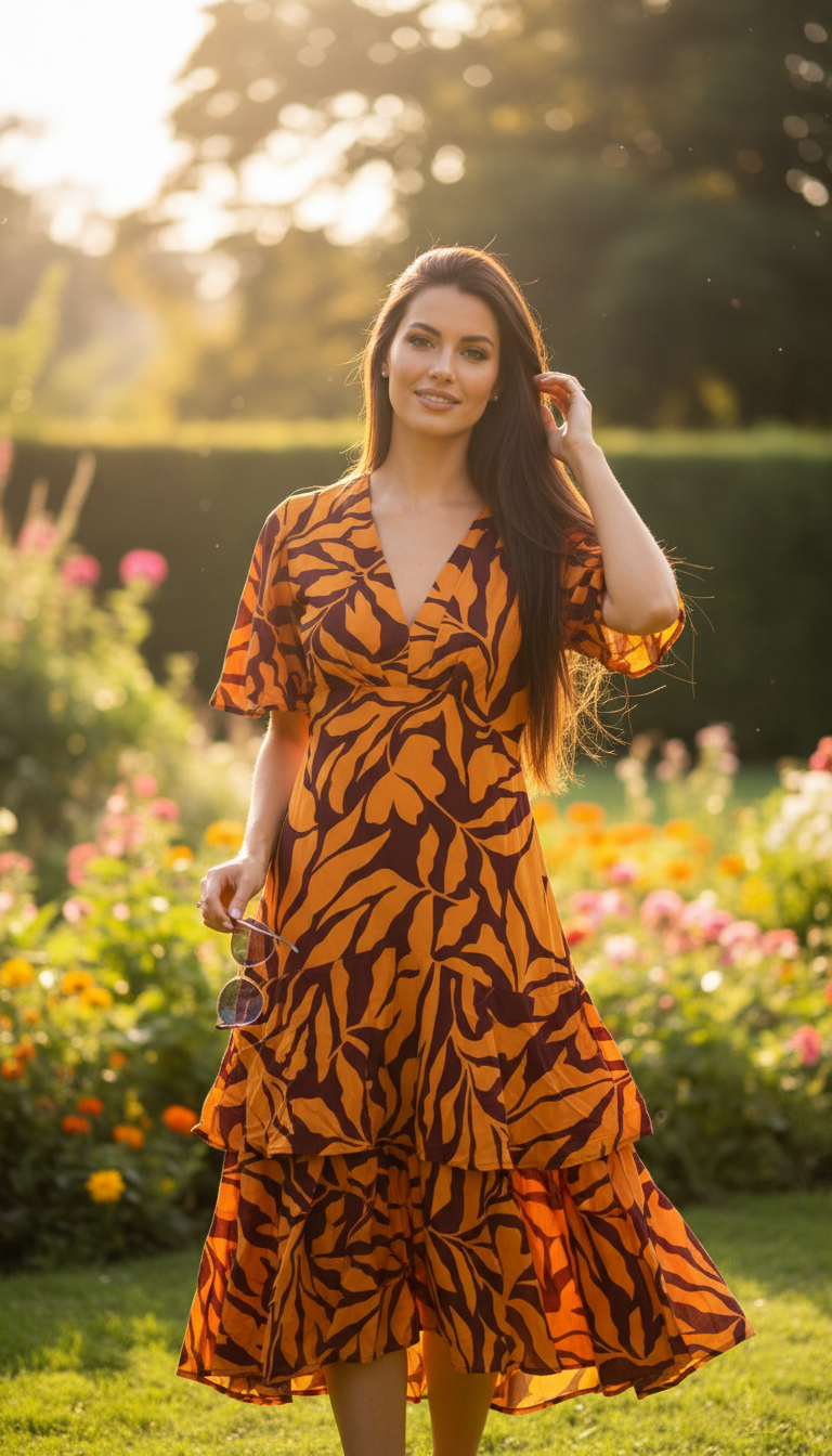 Sfera Printed layered dress