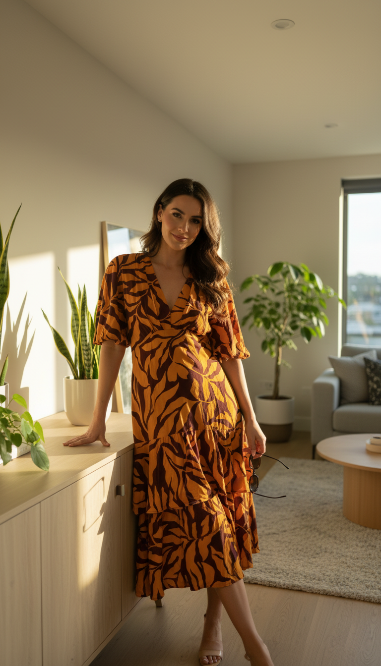 Sfera Printed layered dress