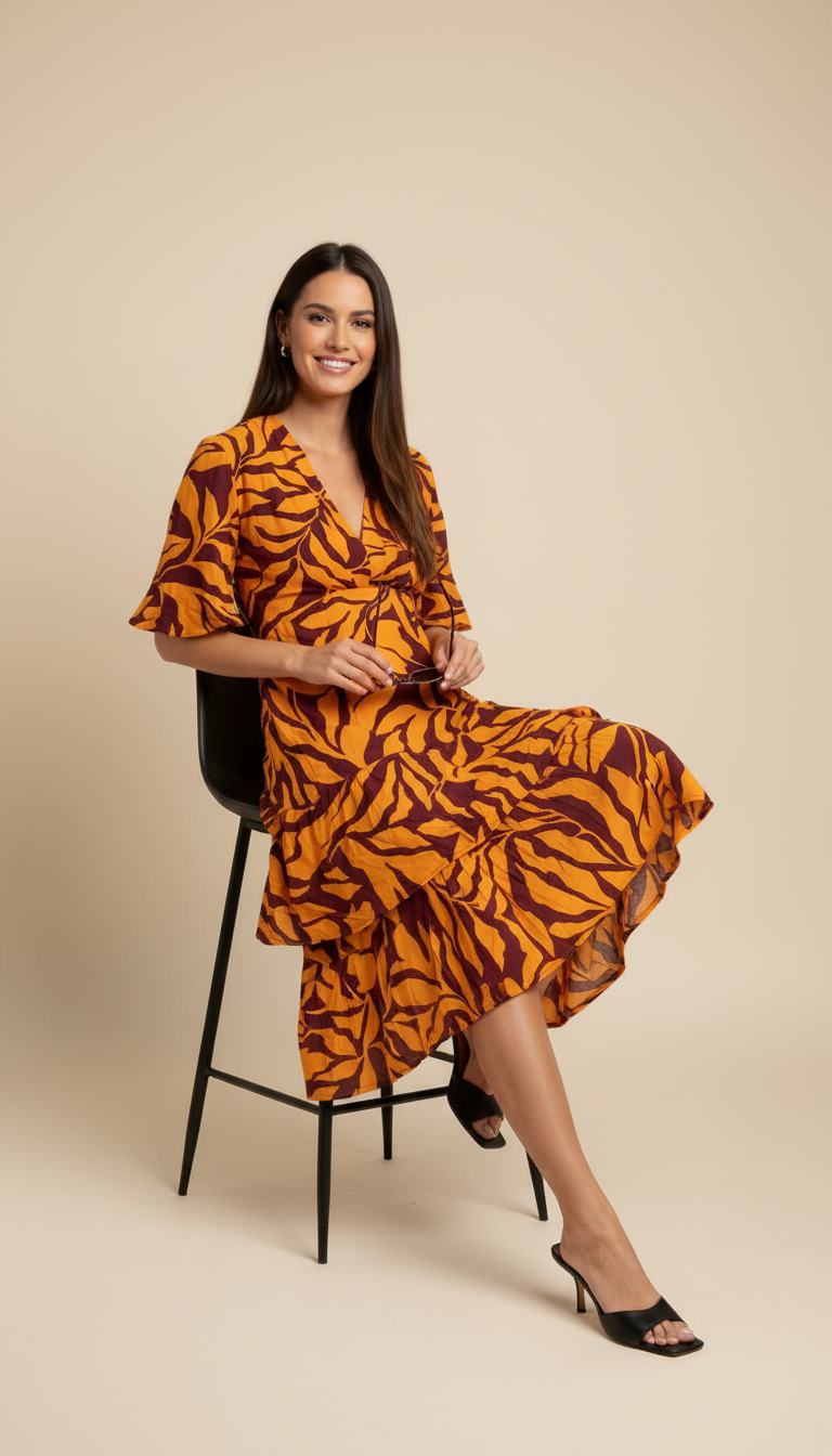 Sfera Printed layered dress