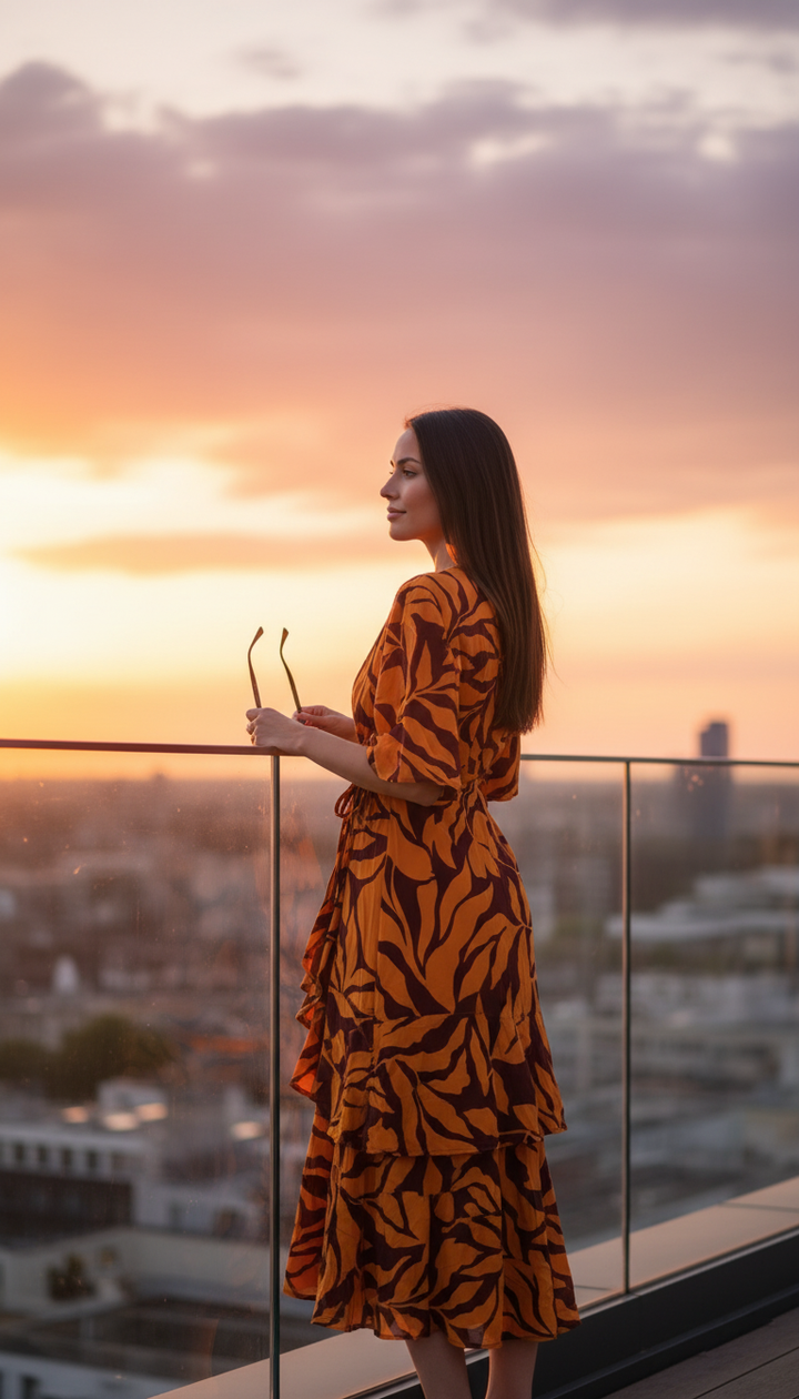 Sfera Printed layered dress