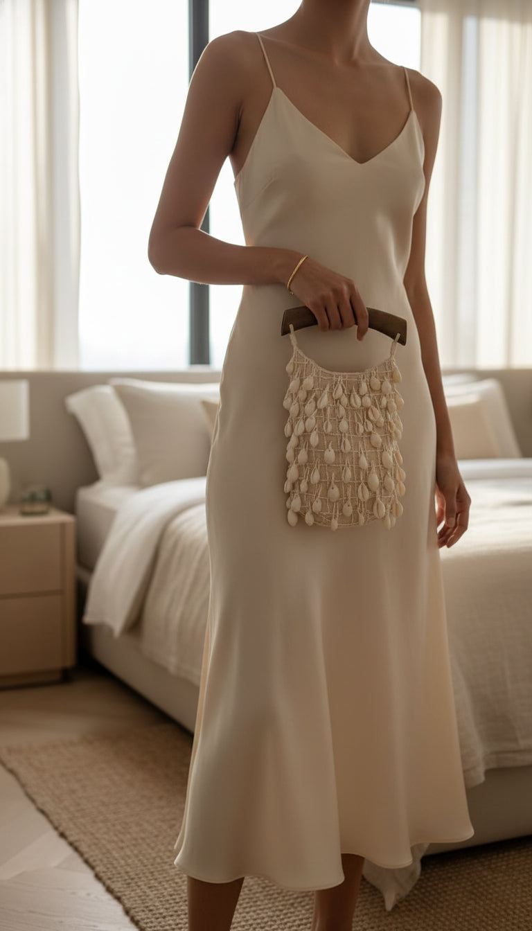 Zara Beaded Fabric Bucket Bag