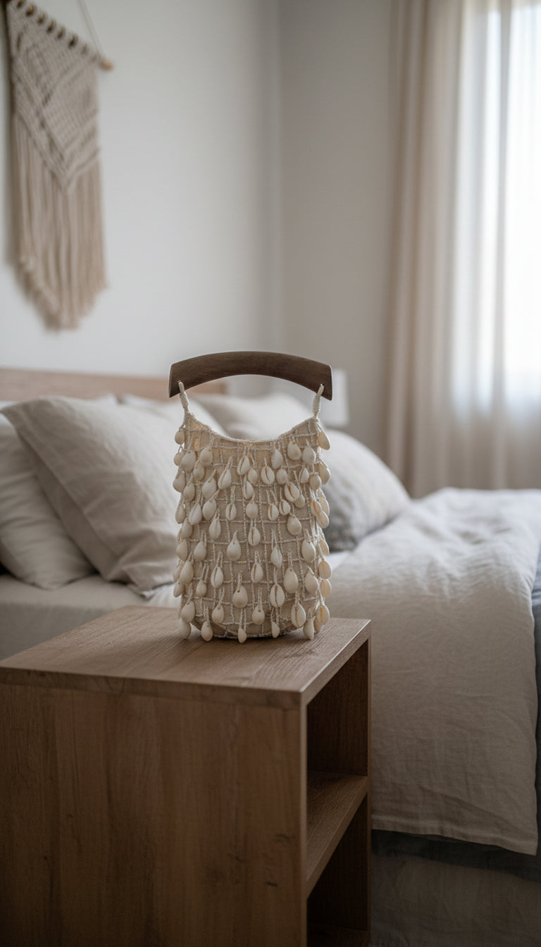 Zara Beaded Fabric Bucket Bag