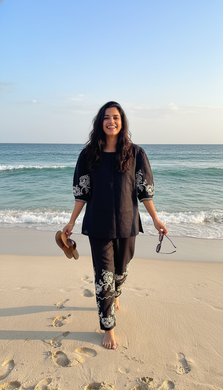 Zara Black Royale Embroidered Co-ord Set