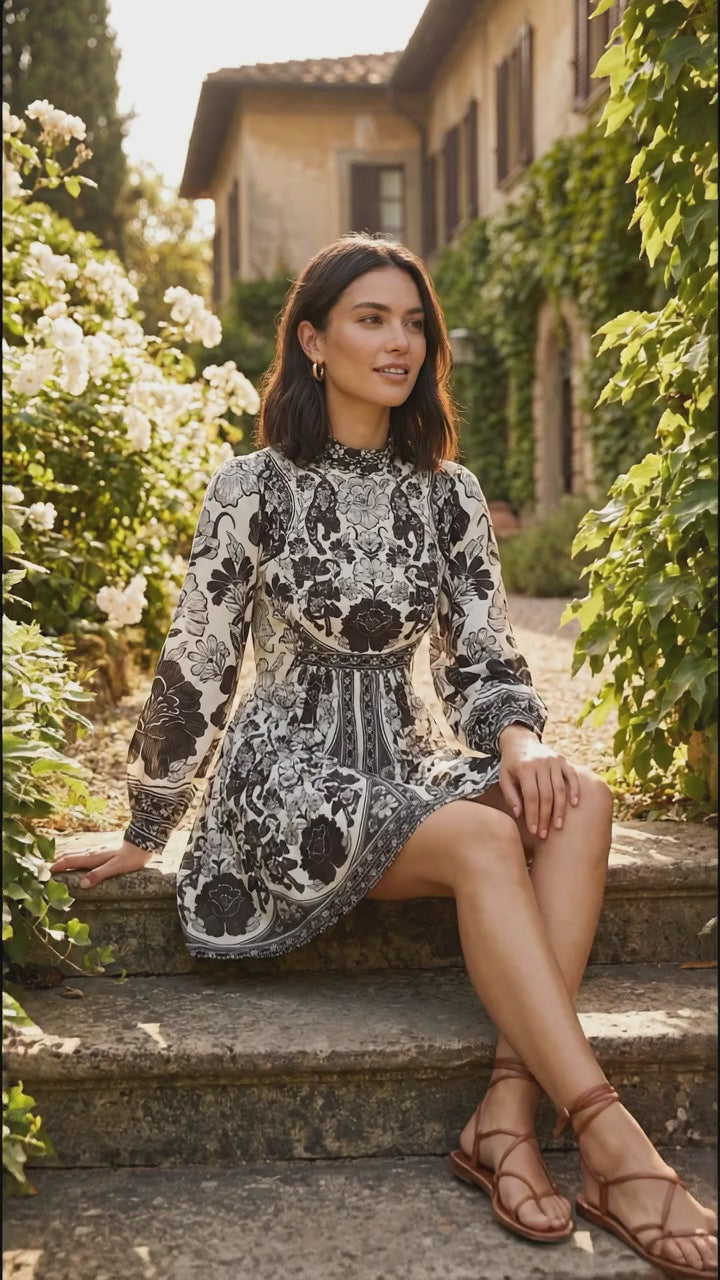 FARM Rio Flower Leopards Off-White Mini Dress